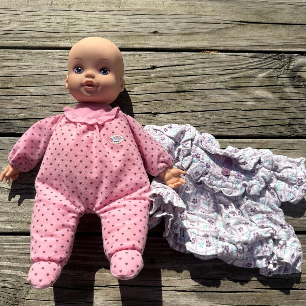 Zapf Creation Baby Born Soft Body Baby Doll Pink Heart Sleeper & Extra Outfit